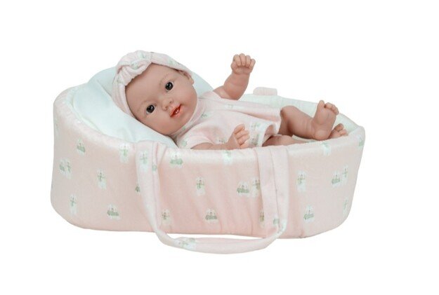 Arias lėlė kūdikėlis su rožine nešykle, 26 cm