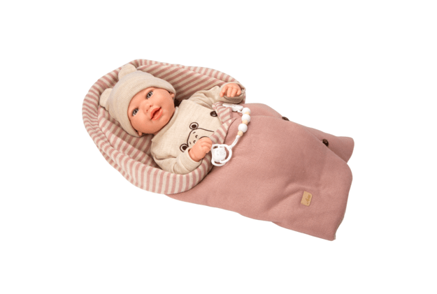 Arias Reborn lėlė kūdikėlis su smėlio spalvos rūbeliais, 45 cm 7