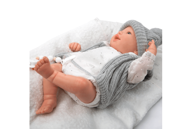 Arias Reborn kūdikėlis su pilkais rūbeliais, Daniela, 45 cm 9