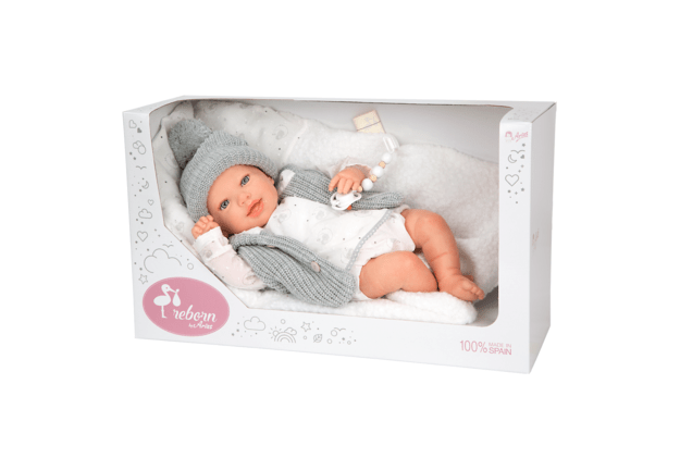 Arias Reborn kūdikėlis su pilkais rūbeliais, Daniela, 45 cm 5