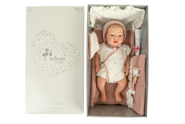 Arias silikoninė Reborn lėlė kūdikėlis, mergaitė 40 cm 5
