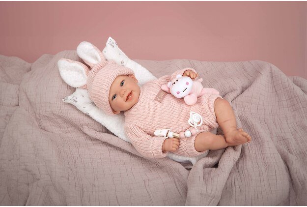 Arias Reborn lėlė kūdikėlis rožiniais rūbeliais, Lucia, 45 cm