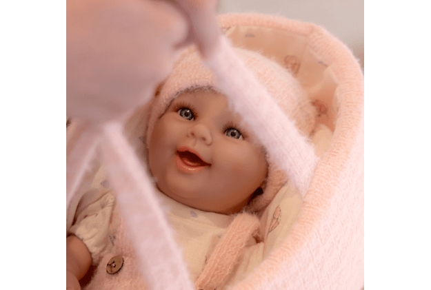 Arias kūdikėlis lėlė rožinėje nešyklėje, mergaitė, 33 cm 4