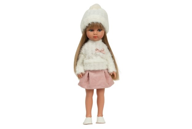 Arias lėlė mergaitė Carlota pūkuotu megztiniu, 36 cm
